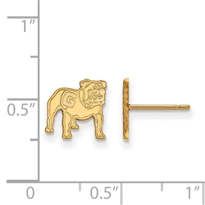Sterling Silver Goldplated University of Georgia Bulldog Extra Small Post Earrings TreasureFineJewelers Earrings