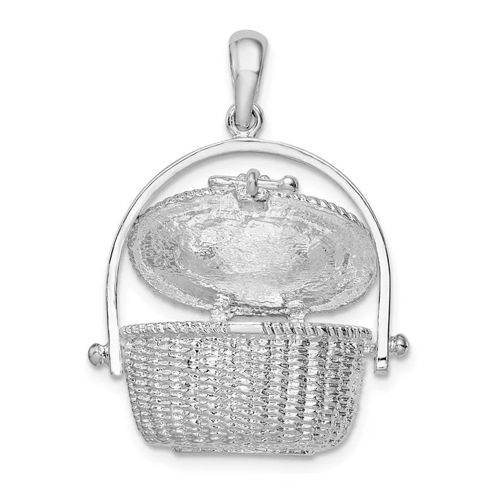 Sterling Silver Polished Moveable 3D Nantucket Basket Pendant TreasureFineJewelers Necklaces