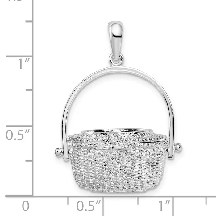Sterling Silver Polished Moveable 3D Nantucket Basket Pendant TreasureFineJewelers Necklaces