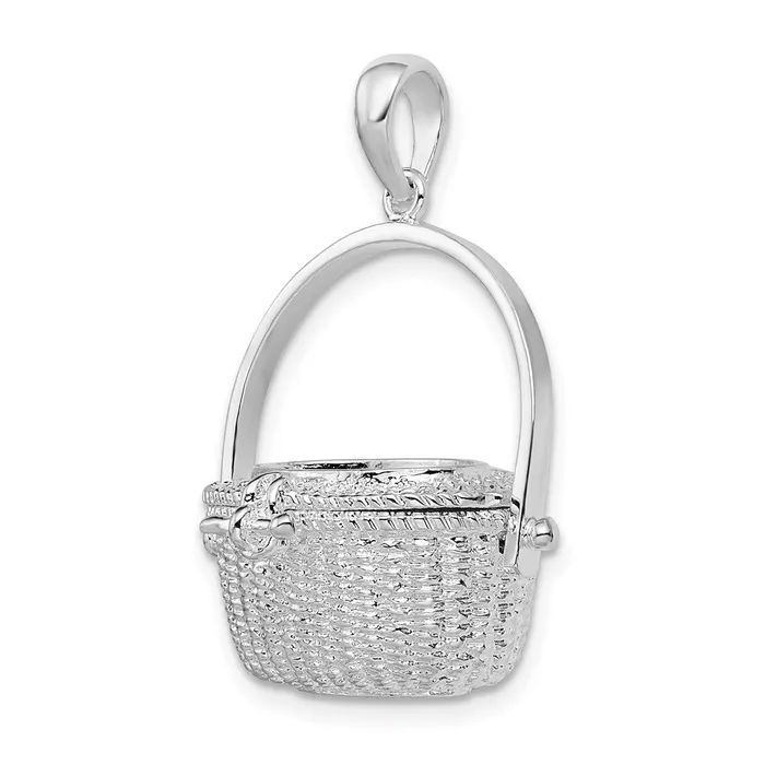 Sterling Silver Polished Moveable 3D Nantucket Basket Pendant TreasureFineJewelers Necklaces