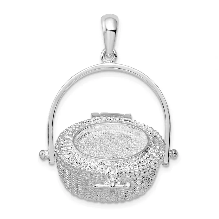 Sterling Silver Polished Moveable 3D Nantucket Basket Pendant TreasureFineJewelers Necklaces