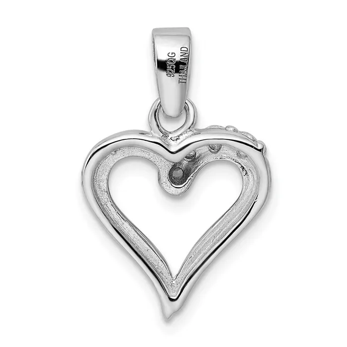 Sterling Silver Rhodium Plated CZ Heart Pendant TreasureFineJewelers Necklaces