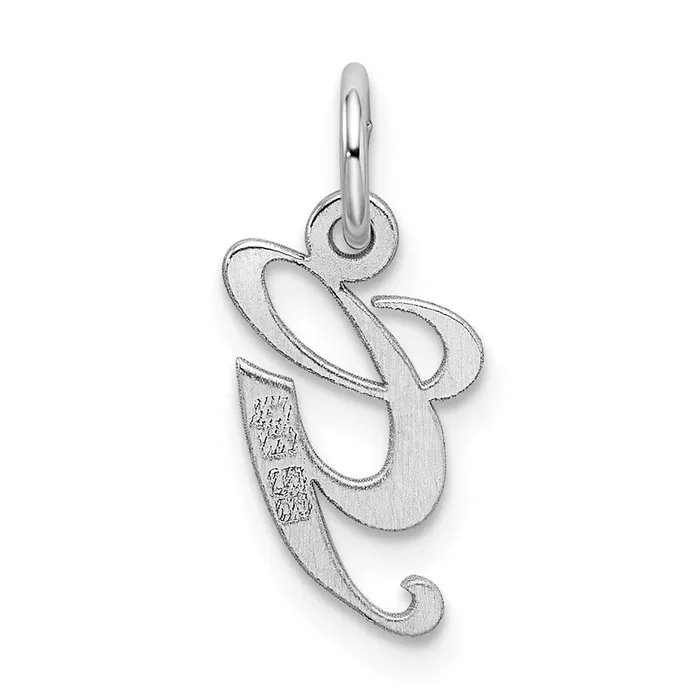 Sterling Silver Rhodiumplated Fancy Script Letter G Initial Charm TreasureFineJewelers Necklaces