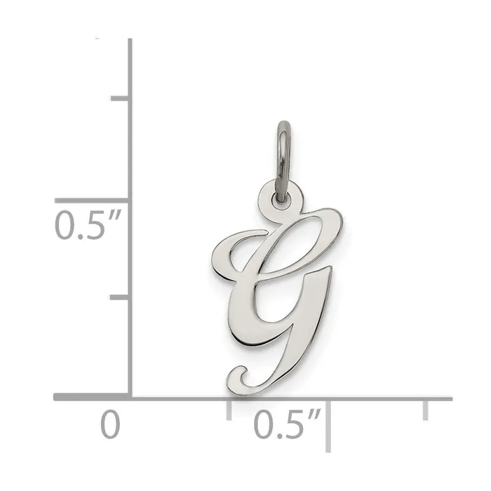 Sterling Silver Rhodiumplated Fancy Script Letter G Initial Charm TreasureFineJewelers Necklaces