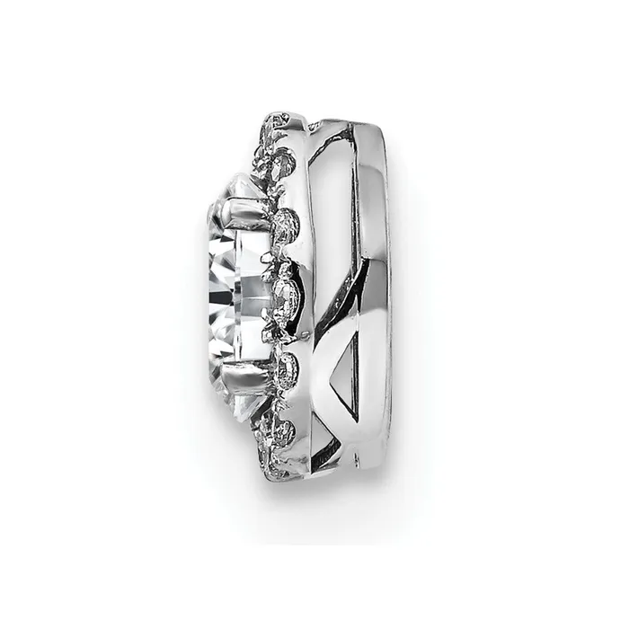 TreasureFineJewelers 14k White Gold Round Halo G H I True Light Moissanite Chain Slide Necklaces