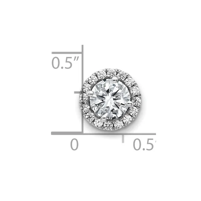 TreasureFineJewelers 14k White Gold Round Halo G H I True Light Moissanite Chain Slide Necklaces