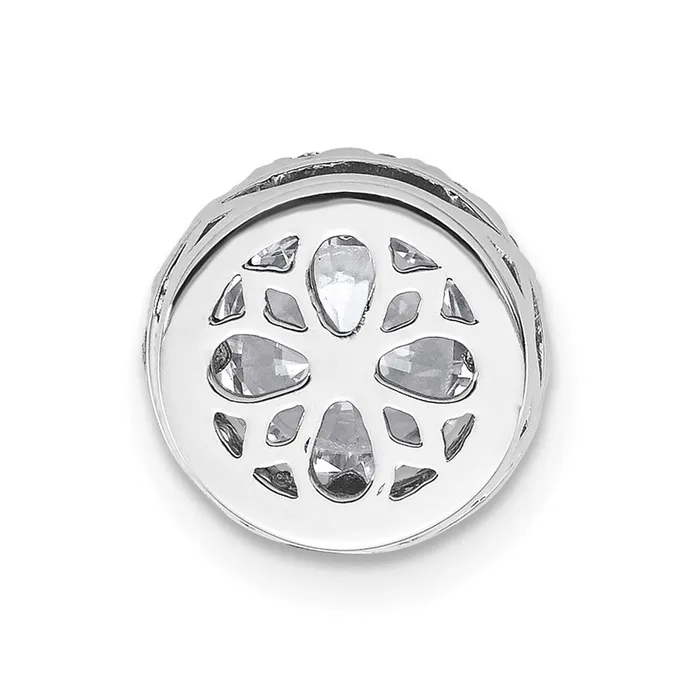 TreasureFineJewelers 14k White Gold Round Halo G H I True Light Moissanite Chain Slide Necklaces