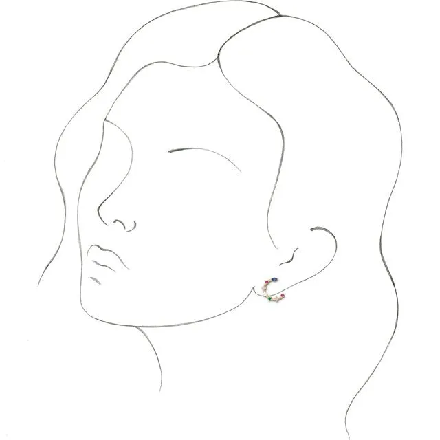 TreasureFineJewelers 14K Yellow Gold Cultured Freshwater Pearl Natural MultiGemstone Earrings Earrings