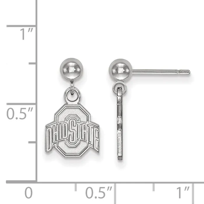 TreasureFineJewelers Earrings Sterling Silver Rhodiumplated The Ohio State University Dangle Ball Post Earrings