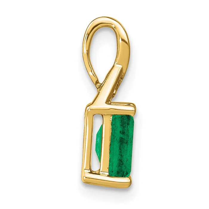 TreasureFineJewelers Necklaces 14k Rectangle Emerald and Diamond Pendant