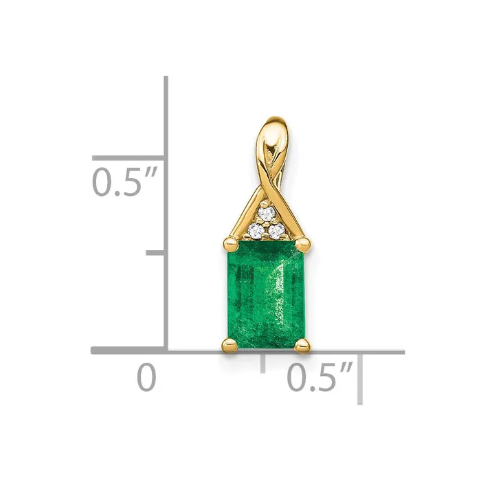 TreasureFineJewelers Necklaces 14k Rectangle Emerald and Diamond Pendant