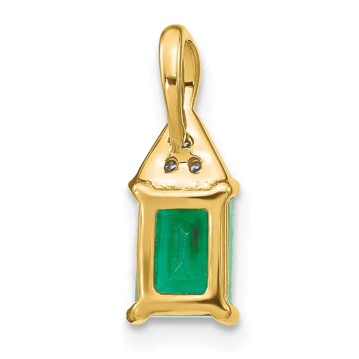 TreasureFineJewelers Necklaces 14k Rectangle Emerald and Diamond Pendant
