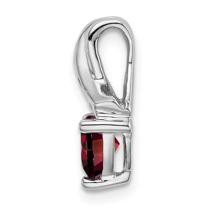 TreasureFineJewelers Necklaces 14k White Gold Trillion Garnet and Diamond Pendant