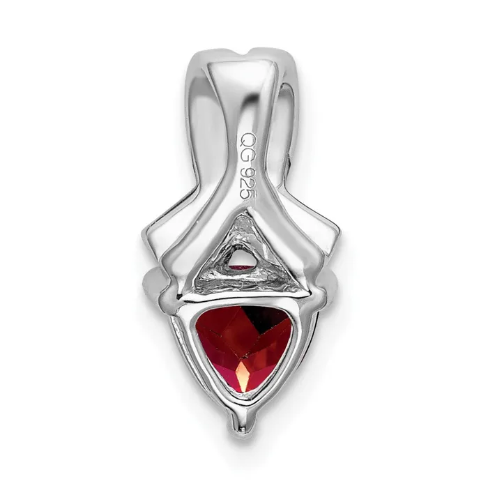 TreasureFineJewelers Necklaces 14k White Gold Trillion Garnet and Diamond Pendant