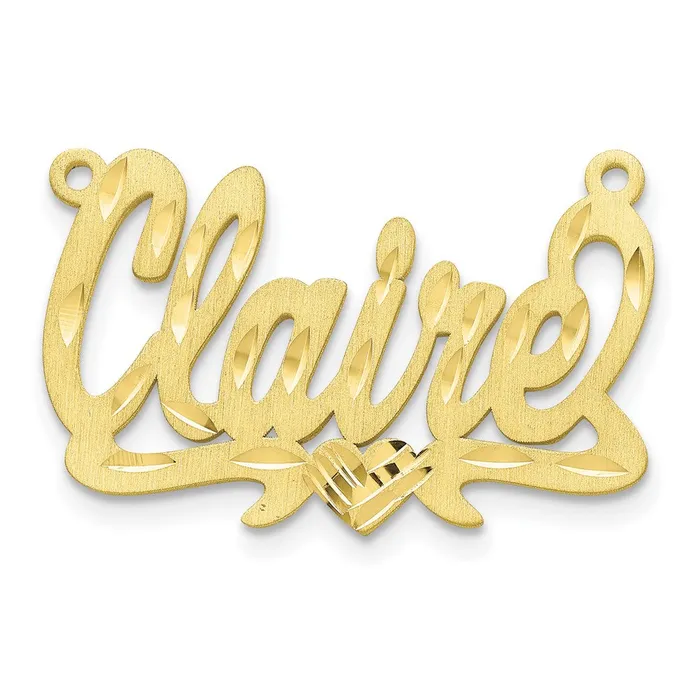 TreasureFineJewelers Necklaces Diamondcut Heart Name Plate