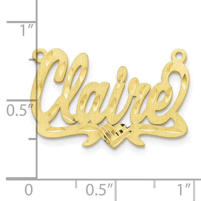 TreasureFineJewelers Necklaces Diamondcut Heart Name Plate