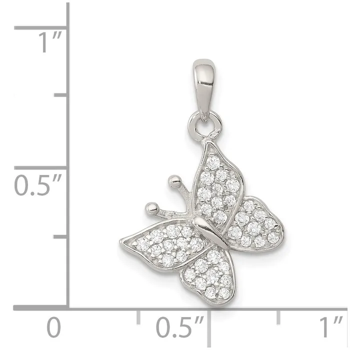 TreasureFineJewelers Necklaces Sterling Silver CZ Butterfly Pendant