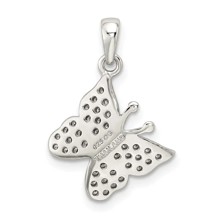 TreasureFineJewelers Necklaces Sterling Silver CZ Butterfly Pendant