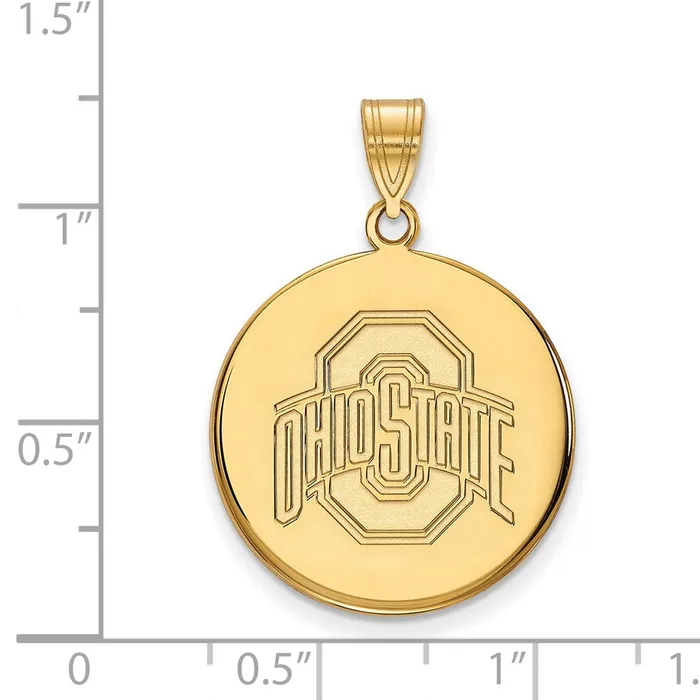 TreasureFineJewelers Necklaces Sterling Silver Goldplated The Ohio State University Large Disc Pendant
