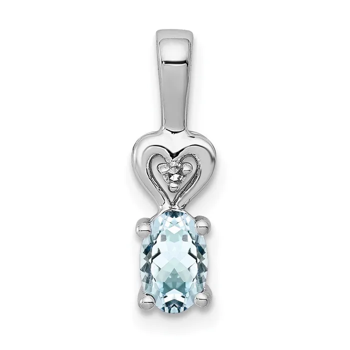 TreasureFineJewelers Necklaces Sterling Silver Rhodiumplated Aquamarine Diam Pendant TreasureFineJewelers Necklaces Sterling Silver Rhodiumplated Aquamarine Diam Pendant