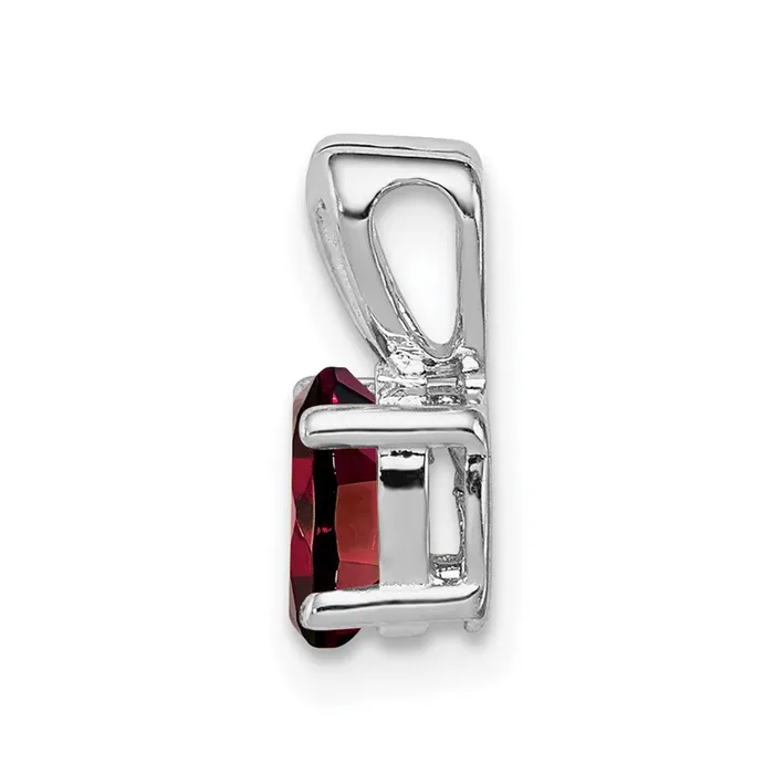 TreasureFineJewelers Necklaces Sterling Silver Rhodiumplated Garnet Pendant
