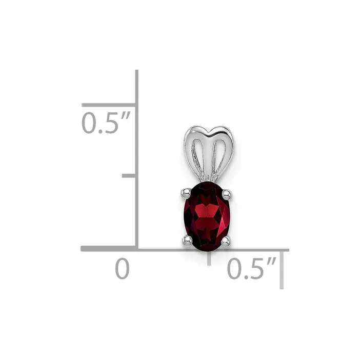 TreasureFineJewelers Necklaces Sterling Silver Rhodiumplated Garnet Pendant