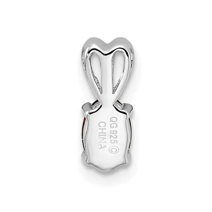 TreasureFineJewelers Necklaces Sterling Silver Rhodiumplated Garnet Pendant