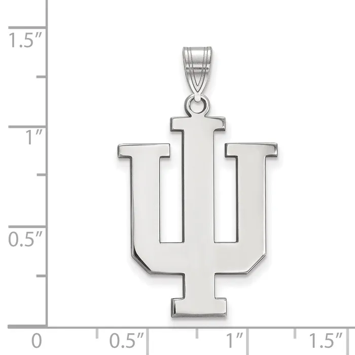 TreasureFineJewelers Necklaces Sterling Silver Rhodiumplated Indiana University IU Extra Large Pendant