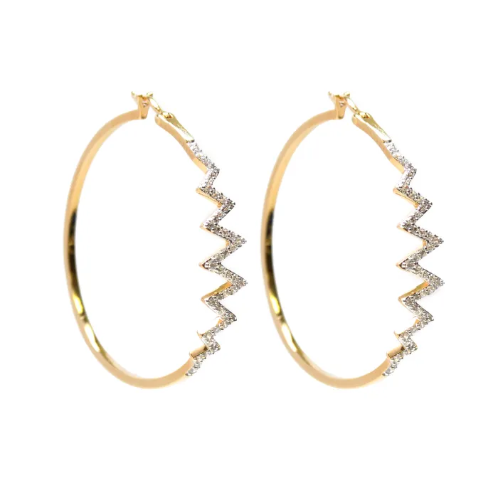 vendorunknown Earrings Zig Zag Pave Hoop Earrings