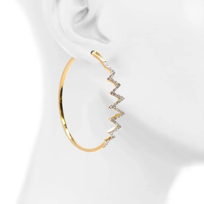 vendorunknown Earrings Zig Zag Pave Hoop Earrings
