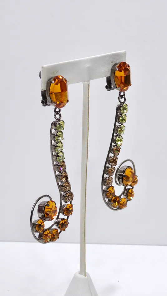 Philippe Ferrandis Crystal Swirl Earrings Vintage by Misty Earrings