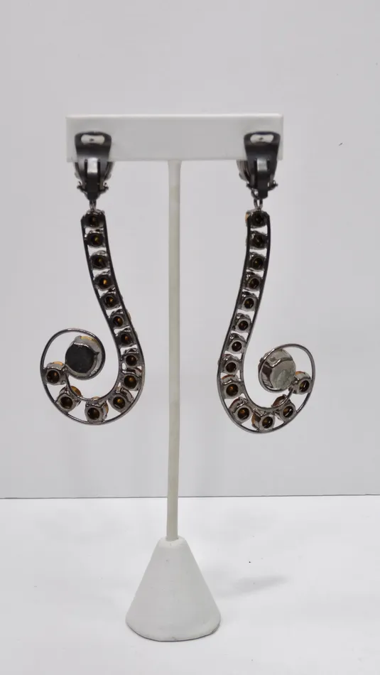 Philippe Ferrandis Crystal Swirl Earrings Vintage by Misty Earrings