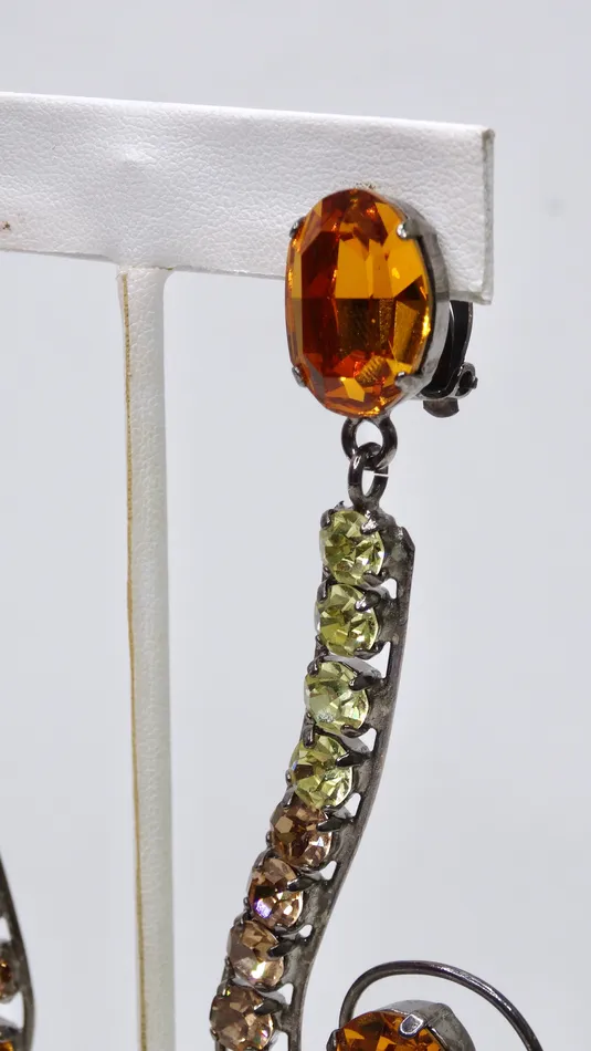 Philippe Ferrandis Crystal Swirl Earrings Vintage by Misty Earrings