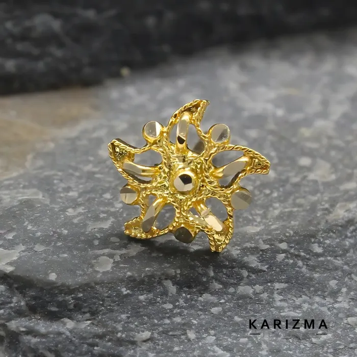Rings Karizma Jewels 14K Real Gold Indian Women floral star design Nose stud nose ring Push Pin