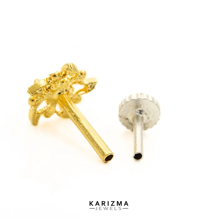 Rings Karizma Jewels 14K Real Gold Indian Women floral star design Nose stud nose ring Push Pin