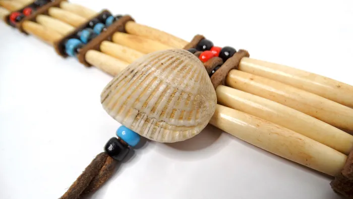 Vintage Native American Buffalo Bone Beaded Row Tie Necklace Vintage by Misty Necklaces