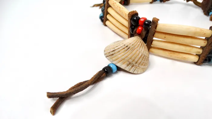 Vintage Native American Buffalo Bone Beaded Row Tie Necklace Vintage by Misty Necklaces