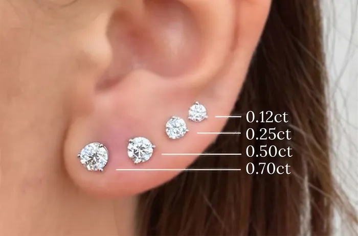 Albert Hern Earrings 042 cts Natural Round Diamonds VS2SI1 18kt Gold Studs Earrings