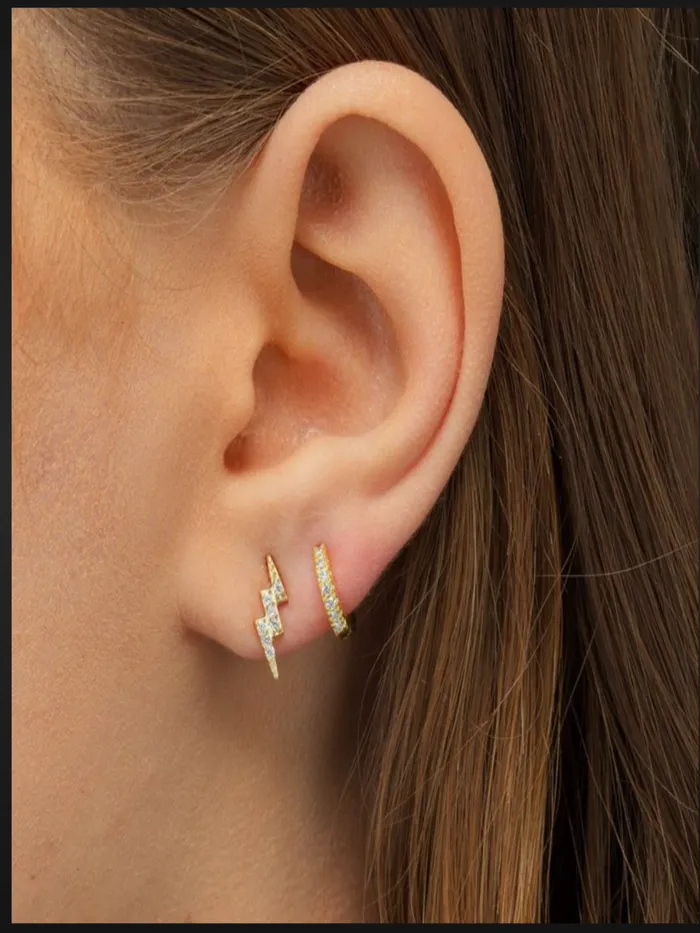 cz tiny huggie earrings 2nd hole hoop earring bubs sass Earrings