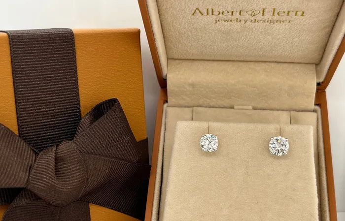 Earrings 120cts Natural Round Diamonds 18kt Gold Studs GIA Albert Hern Earrings