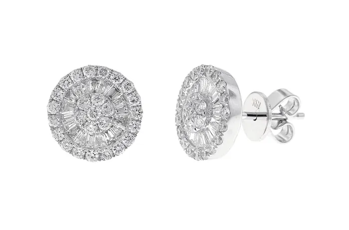 Earrings Albert Hern Earrings 18kt Gold Baguette Round Diamonds Pizza