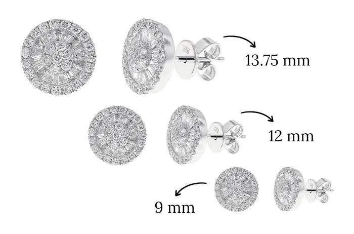 Earrings Albert Hern Earrings 18kt Gold Baguette Round Diamonds Pizza