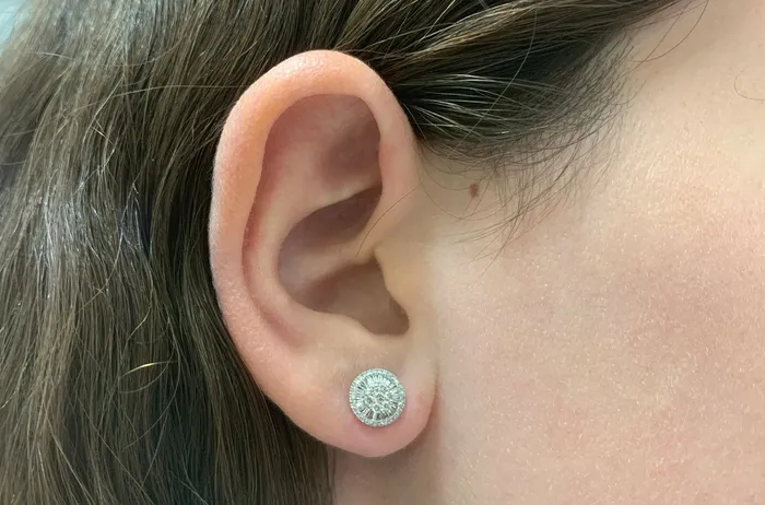 Earrings Albert Hern Earrings 18kt Gold Baguette Round Diamonds Pizza