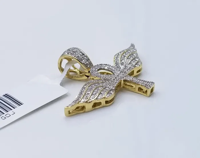 10K Yellow Gold Real Diamond Ankh Angel Wing Cross Pendent Globalwatches10 PreStyled Sets