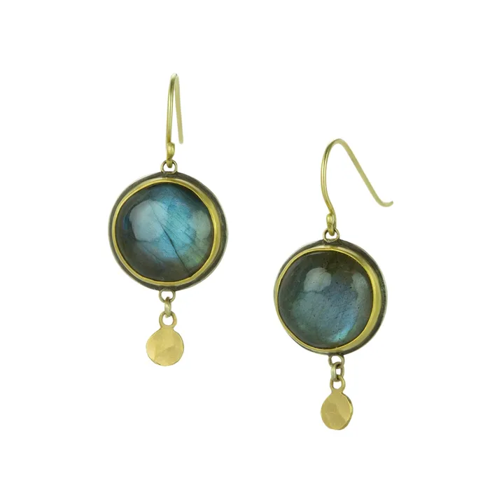 Earrings Ananda Khalsa Round Labradorite Drop Earrings