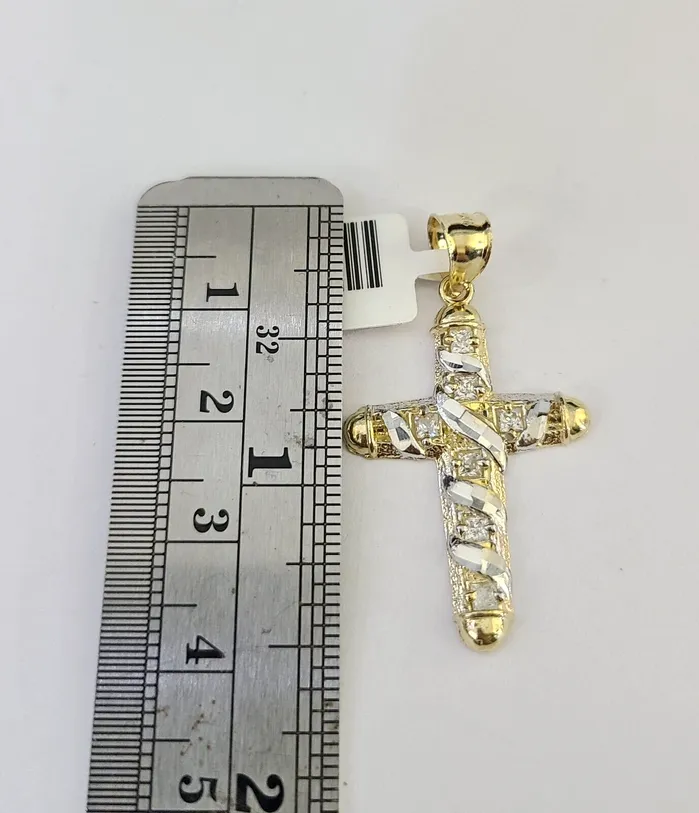 Necklaces Gold and Diamond 10k Solid Rope Chain 2mm Necklace Jesus Cross Pendant Charm SET 1824 in