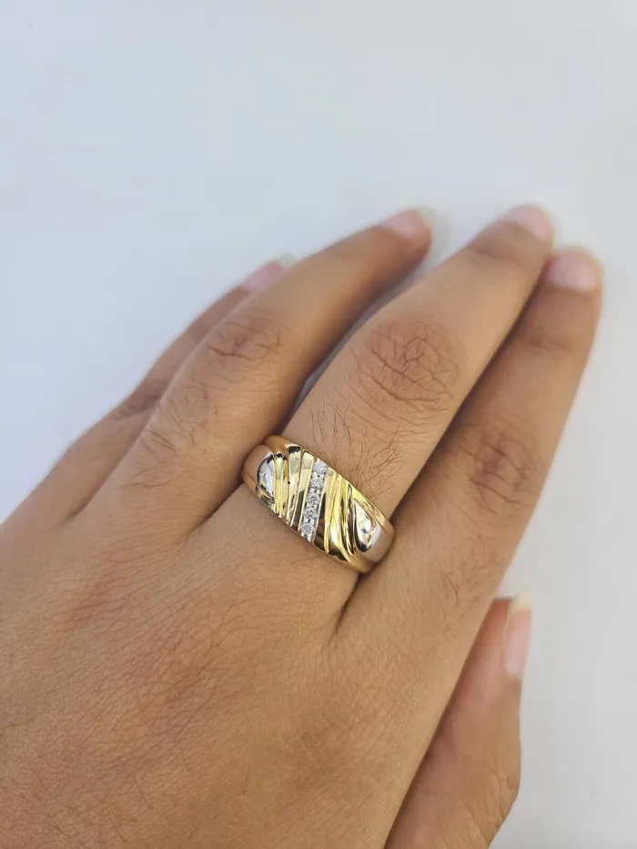 REAL 14k Diamond Ring Yellow Gold Ladies Men Trio SET Wedding Engagement Genuine Gold and Diamond Rings