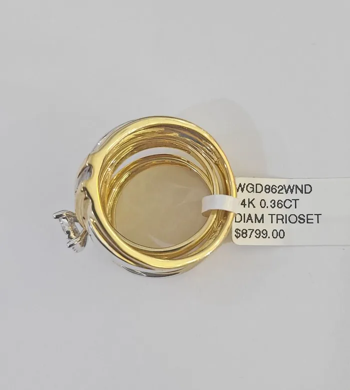 REAL 14k Diamond Ring Yellow Gold Ladies Men Trio SET Wedding Engagement Genuine Gold and Diamond Rings