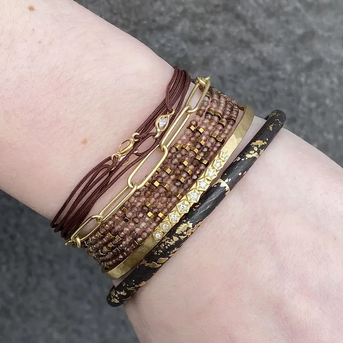 Rose Cut Diamond Brown Cord Bracelet Lene Vibe Bracelets Rose Cut Diamond Brown Cord Bracelet Lene Vibe Bracelets