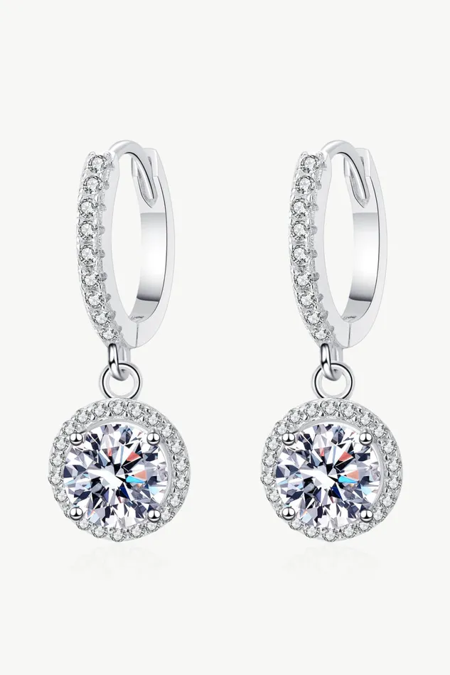 Trendsi Earrings 2 Carat Moissanite RoundShaped Drop Earrings